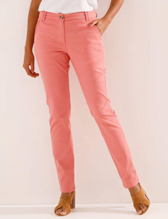 Pantalon chino stretch (corail clair)