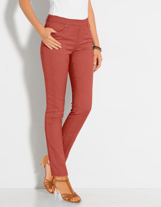 Pantalon stretch coutures affinantes (paprika)