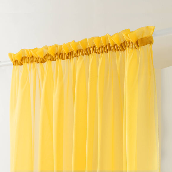Effen voilegordijn met fronsgalon (geel)