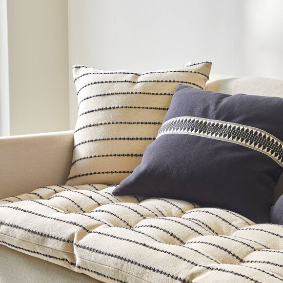 Coussin tissage artisanal (naturel / noir)