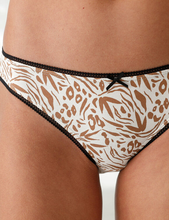 Minislip in katoen met dierenhuidprint - set van 4 (zwart / wit)