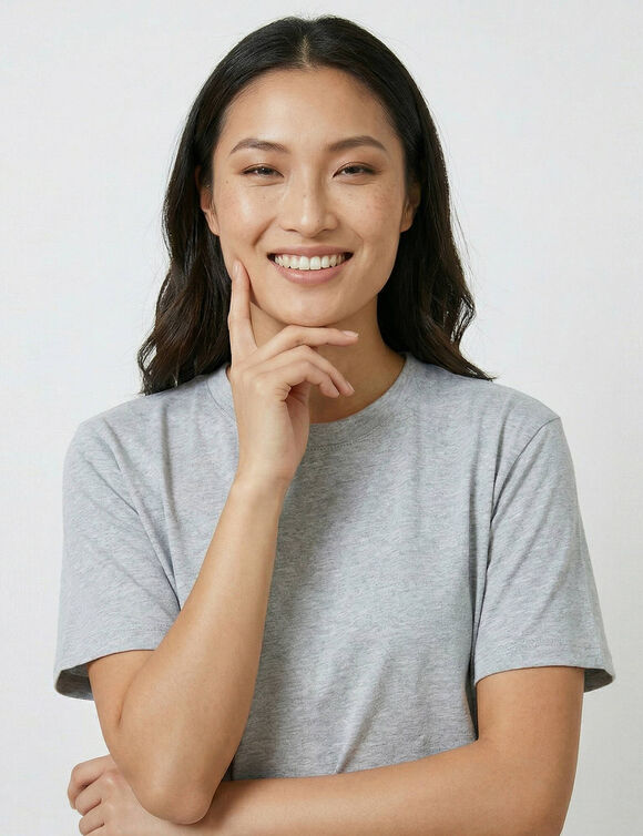 T-shirt bo&icirc;te manches coudes (gris chin&eacute;)