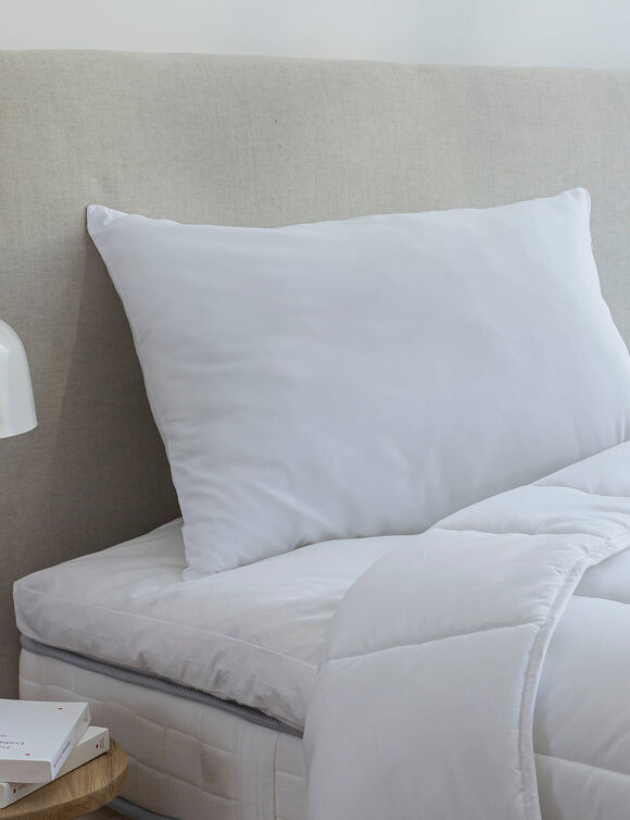 Hoofdkussen en peluwkussen in microvezel (wit)