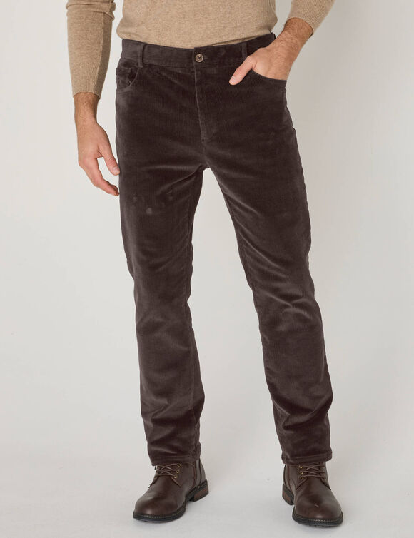 Pantalon 5 poches velours grosses c&ocirc;tes (ch&acirc;taigne)