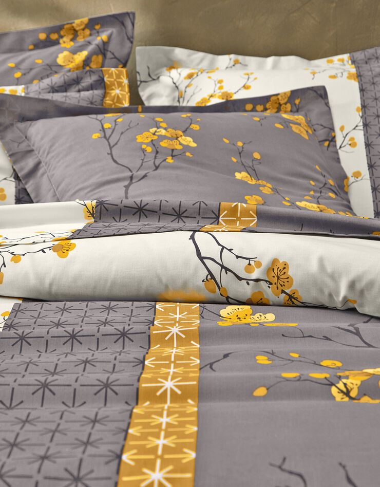 Linge de lit Kimori en polycoton imprimé fleurs de cerisier, gris Linge de lit Kimori en polycoton imprimé fleurs de cerisier, gris, hi-res image number 2
