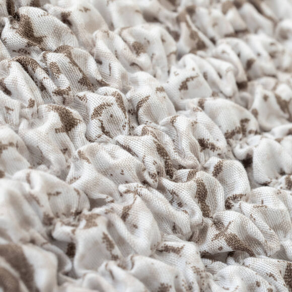 Bi-rekbare hoes in microvezel, effen faux-uni effect voor fauteuil en zitbank (beige)