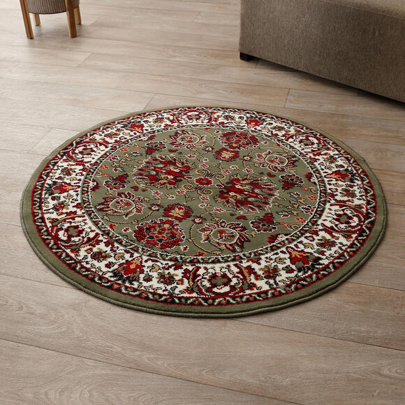 Tapis rond motifs perse (vert)