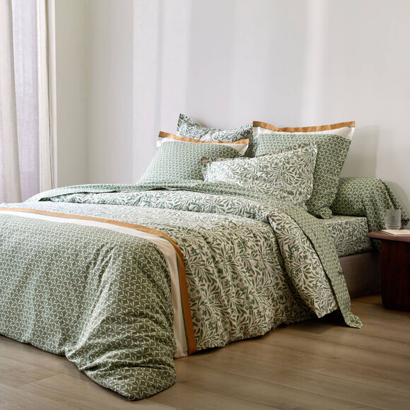 Linge de lit Clarisse en coton imprimé (vert)