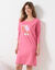 Chemise de nuit longue  manches longues motif «pause goûter» (bois de rose)