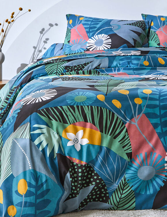 Linge de lit Clara en coton (bleu)