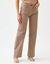 Broek in twill, ruim model met hoge taille, middelmatige lengte (taupe)