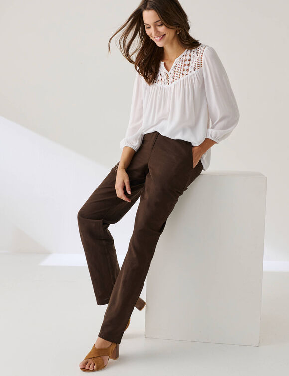 Blouse macram&eacute; manches 3/4 (blanc)