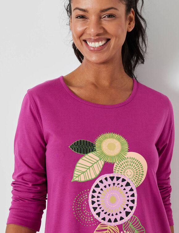 Pyjama met lange mouwen en rozettenmotief (violine)