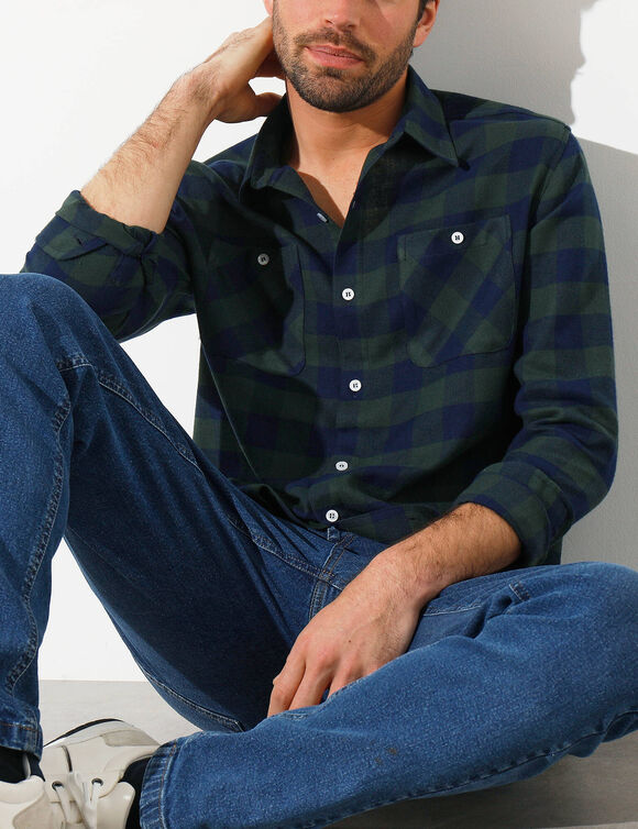 Hemd in flanel met Schotse ruiten (groen / marine)