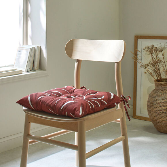 Galette de chaise carrée imprimé feuillage - lot de 2 (terracotta)