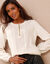 Pull ajouré col tunisien boutonné (écru)