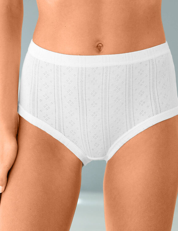 Culotte forme maxi coton motifs jacquard  &ndash; Lot de 4 (blanc)