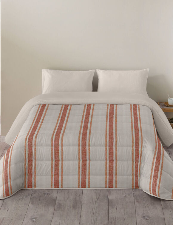 Dekbed in microvezel met bajadèrestrepen 200 g/m² (bruin / beige)