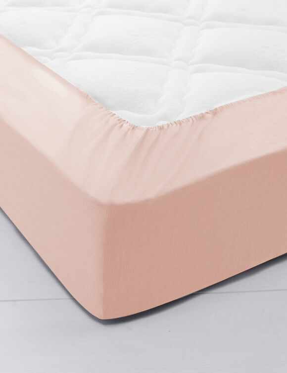 Drap-housse uni coton bonnet 32 cm (rose poudré)