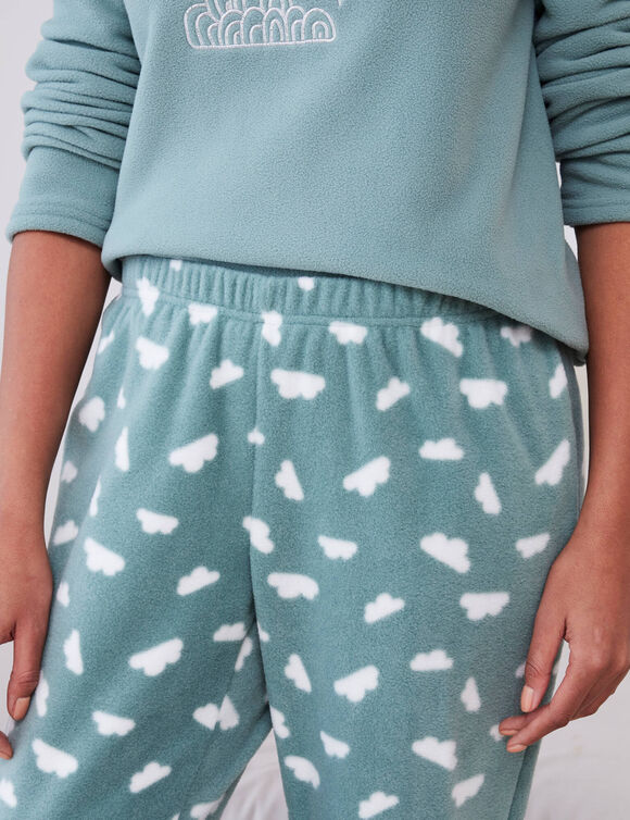 Pyjama pantalon nuage manches longues en micro-polaire (kaki)