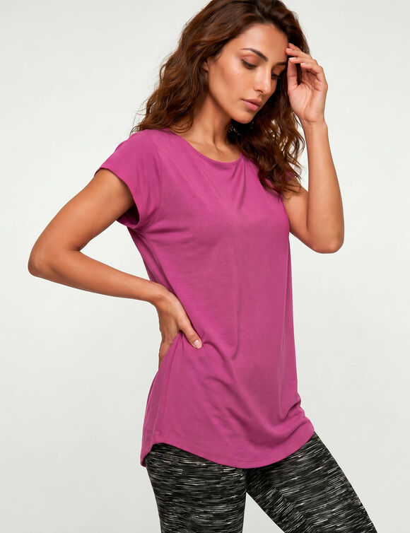 T-shirt met ronde hals en korte mouwen (violine)