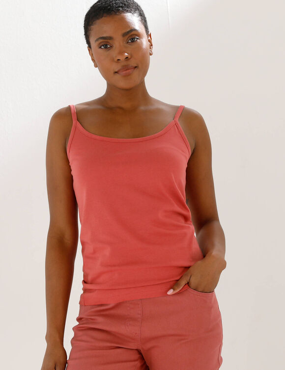 D&eacute;bardeur fines bretelles uni coton biologique(**) (terracotta)