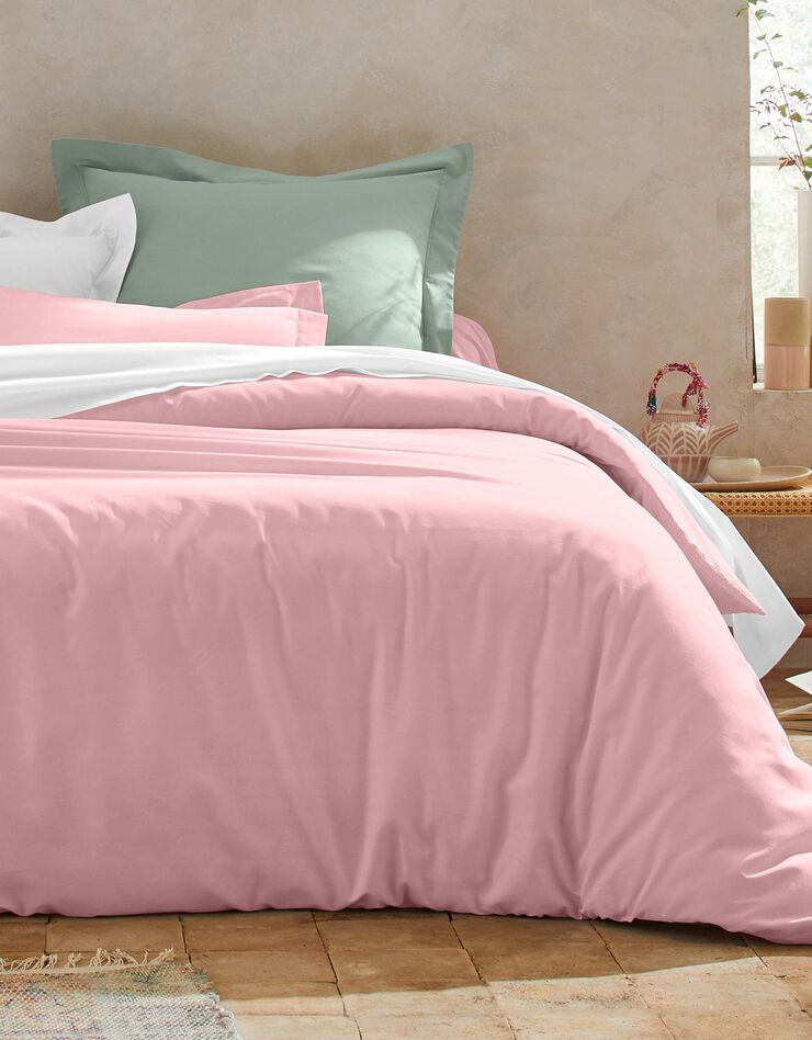 Linge de lit uni coton (vert amande)