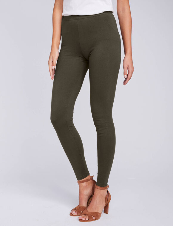 Legging taille élastiquée (kaki foncé)