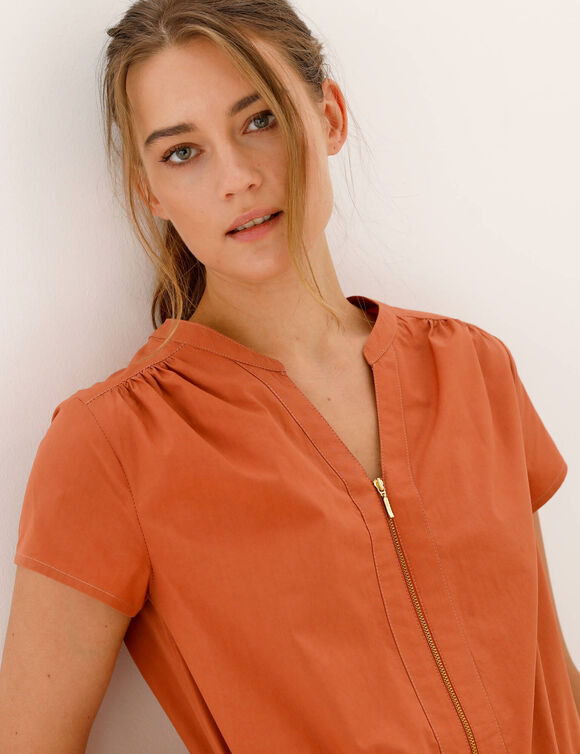 Robe courte col zipp&eacute;  (terracotta)