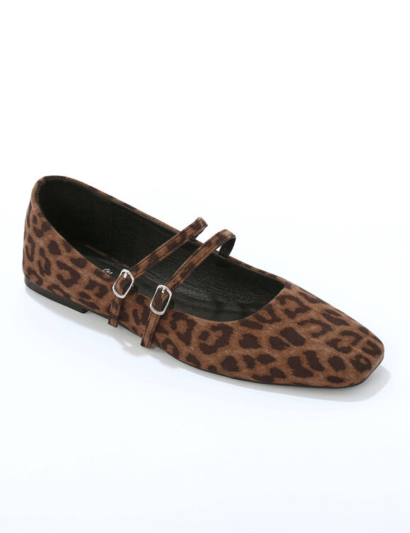 Platte ballerina's, luipaardmotief (bruin / zwart)