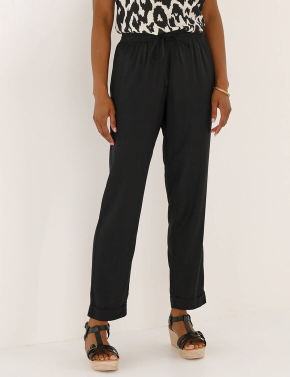 Effen tapered 7/8-broek (zwart)