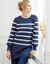Pull tunique boutons fantaisie, rayé (marine / écru) Pull tunique boutons fantaisie, rayé (marine / écru)