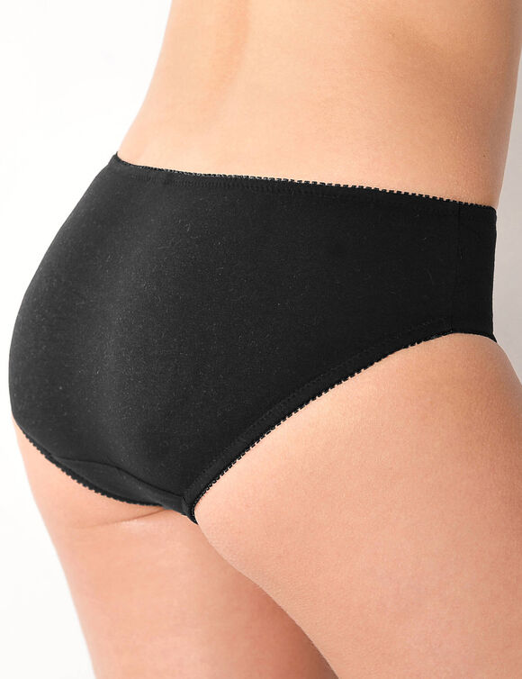 Culotte brod&eacute;e forme midi coton uni Olbia - lot de 2 (noir)