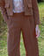 Ruime broek met plooien en hoge taille, effen (mokka)