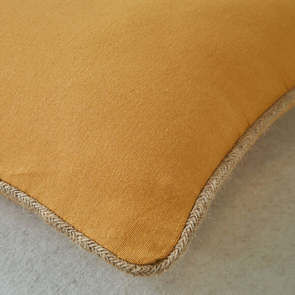 Coussin uni biais en jute  (miel)