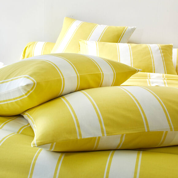 Linge de lit Transat en coton imprim&eacute; (jaune)