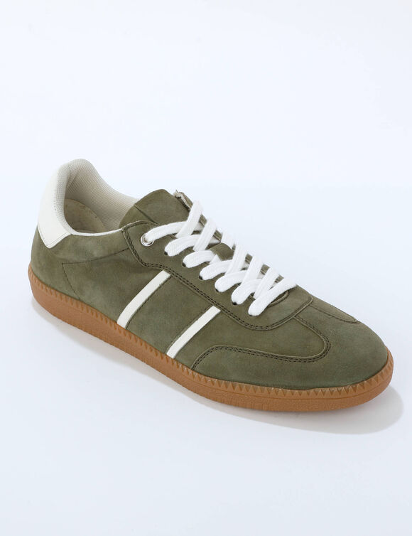 Baskets cro&ucirc;te de cuir (kaki)