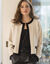 Tweekleurige cardigan in jasjesstijl, jerseytricot (ecru / zwart)