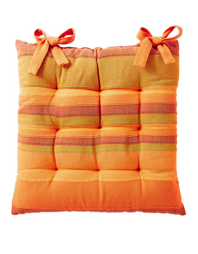 Galette de chaise carrée rayée - lot de 2 (orange)