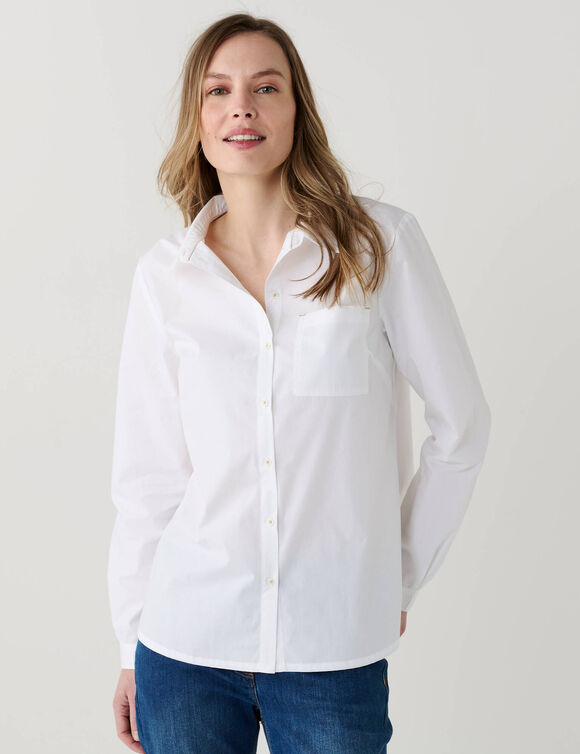 Chemisier uni, en coton (blanc)