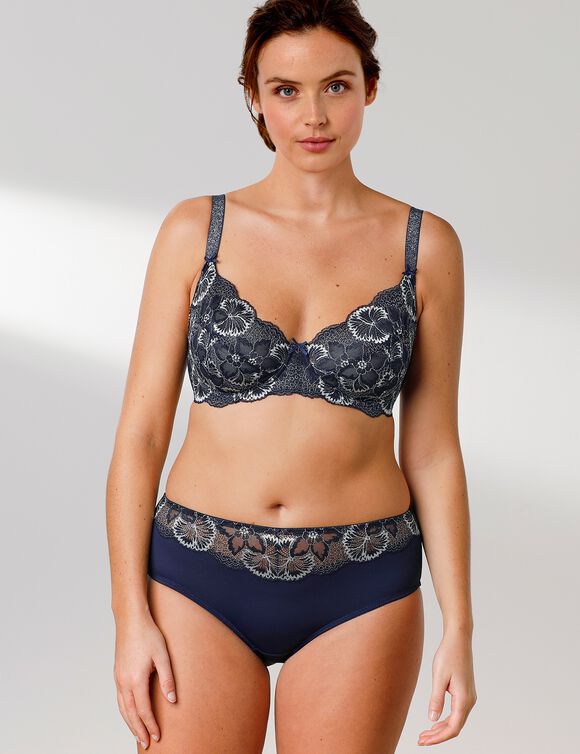 Soutien-gorge microfibre et dentelle bicolore forme corbeille Pahala – avec armatures