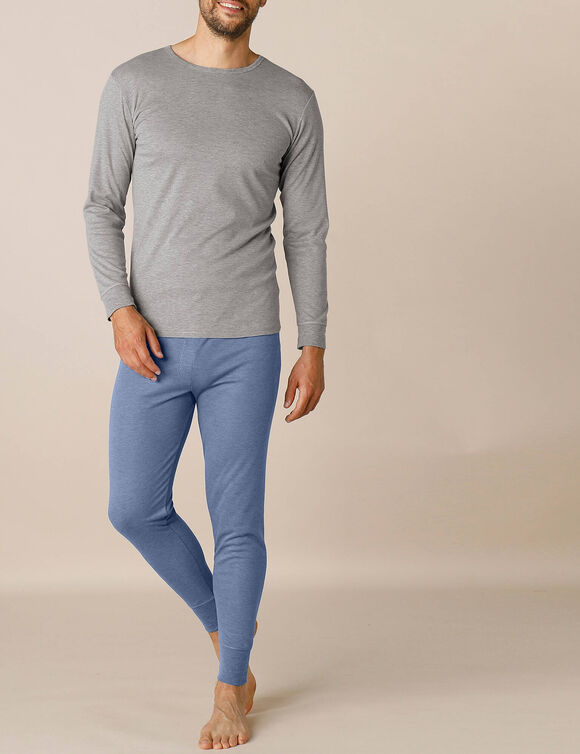 T-shirt sous-vêtement homme col rond manches longues chaleur intense - lot de 2 (gris chiné)
