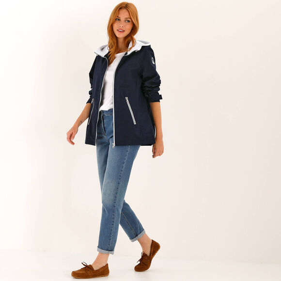 Waterdichte jas met kap (marine)