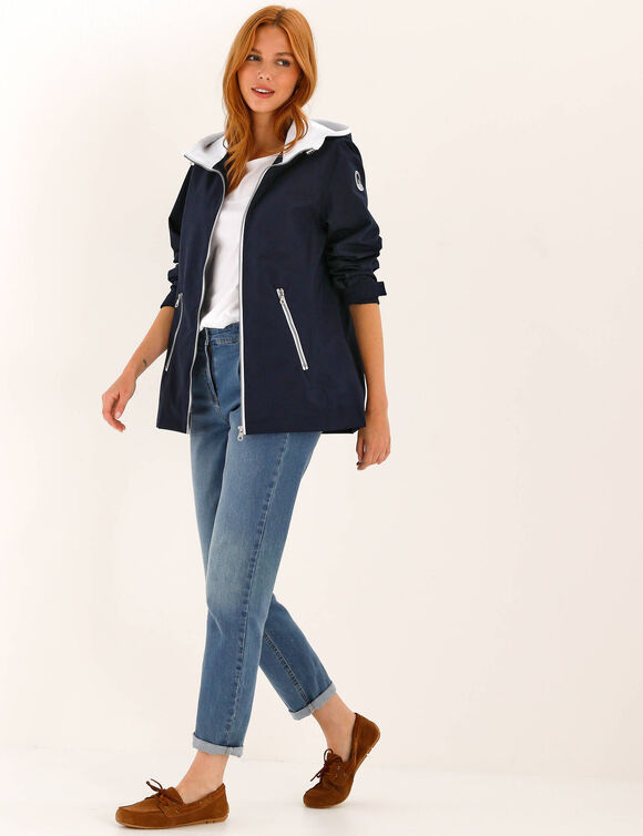 Veste imperm&eacute;able &agrave; capuche (marine)