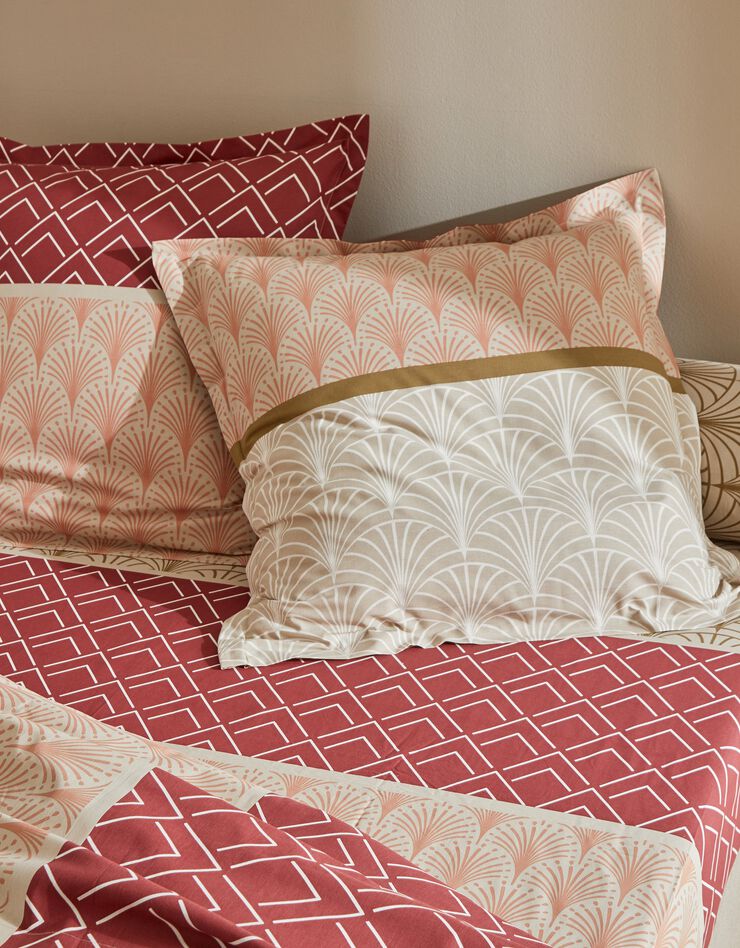 Linge de lit Eddy en coton à motifs graphiques (sable)