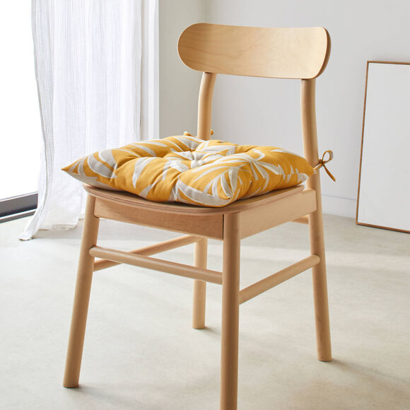 Galette de chaise carr&eacute;e imprim&eacute; feuillage - lot de 2 (miel)