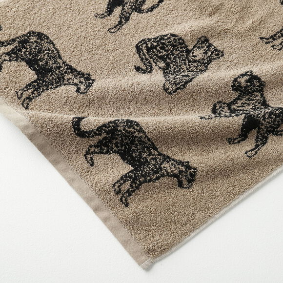 Collectie handdoeken in jacquard met luipaardmotief 450 g/m2 (beige / zwart)