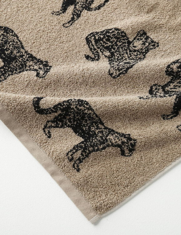 Collection serviettes de bain jacquard motif léopard 450 g/m2 (beige / noir)