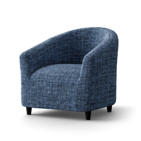 Housse microfibre bi-extensible effet faux uni spéciale fauteuil cabriolet (bleu)
