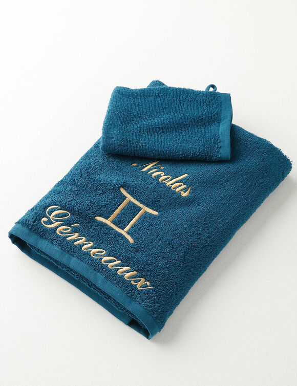 Serviettes de bain brod&eacute;es signe astrologique, &agrave; personnaliser - 420g/m2 (g&eacute;meaux)